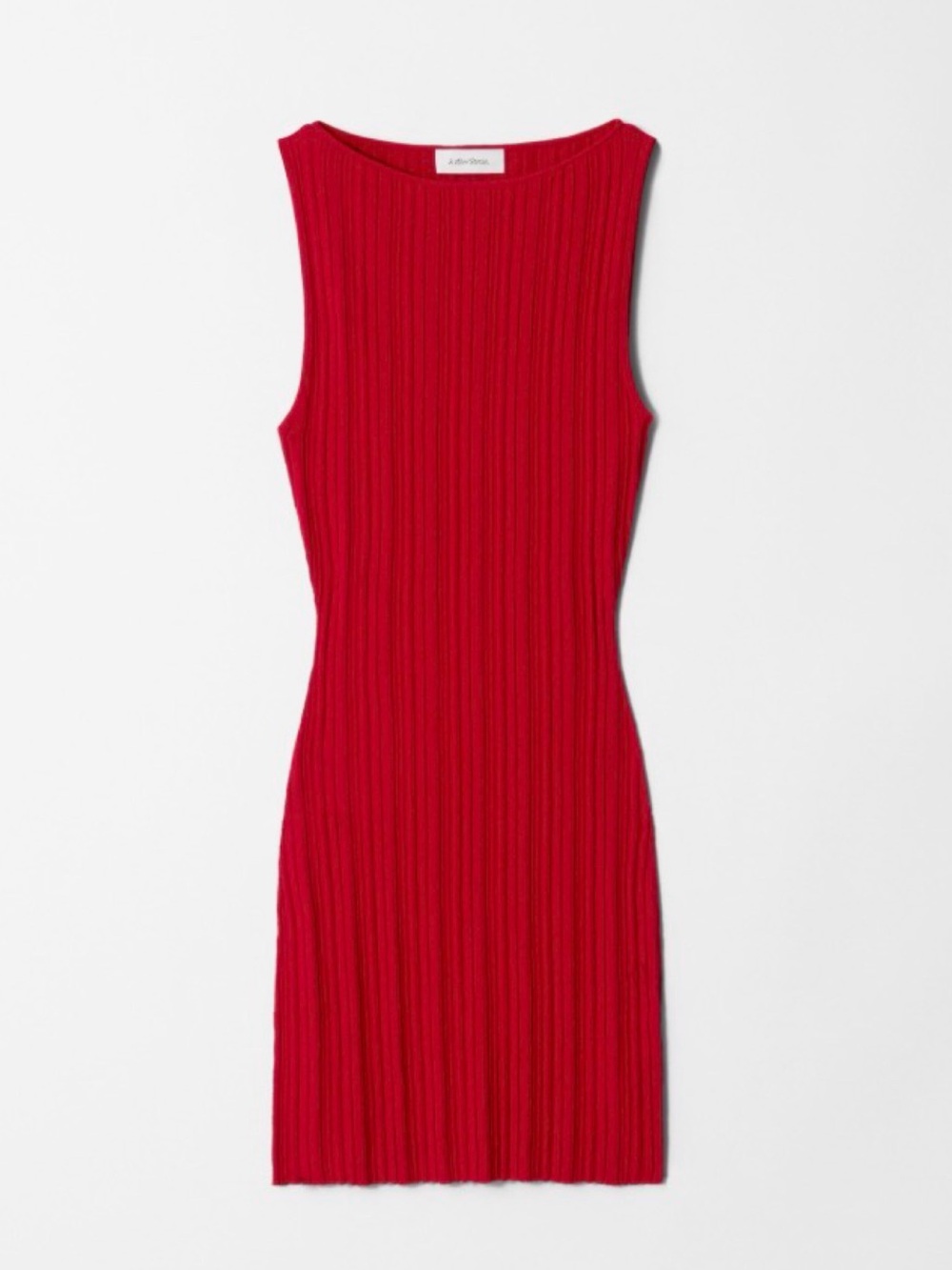 & Other Stories Red Ribbed Knit Sleeveless Dress